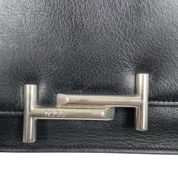 Tod's Double T Leather Wallet on Chain Silver Women Clutch Crossbody Bag - Picture 7 of 12
